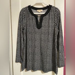 Michael Kors Houndsooth Long Sleeve Top Medium